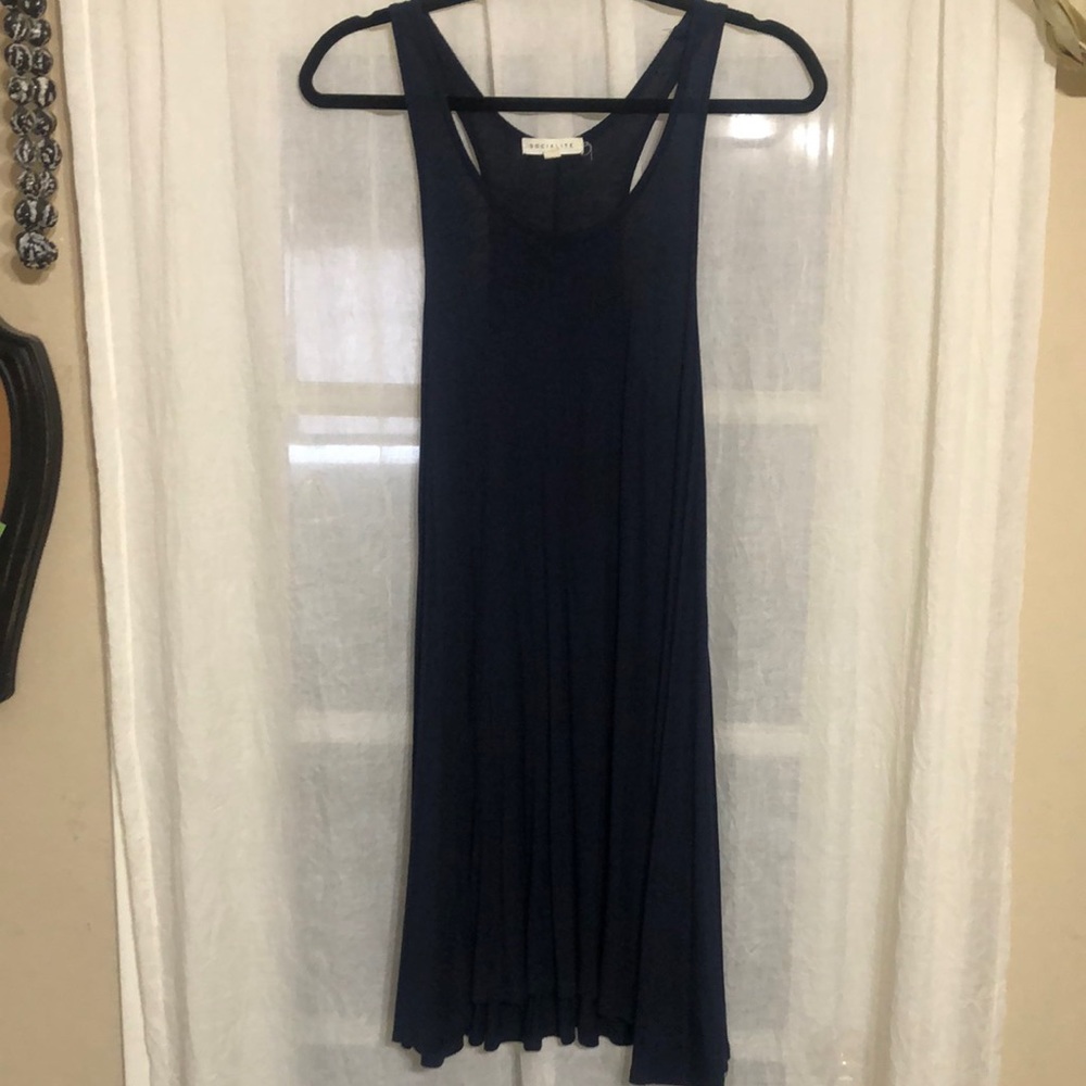 Navy Blue Racerback Swing Flare Dress